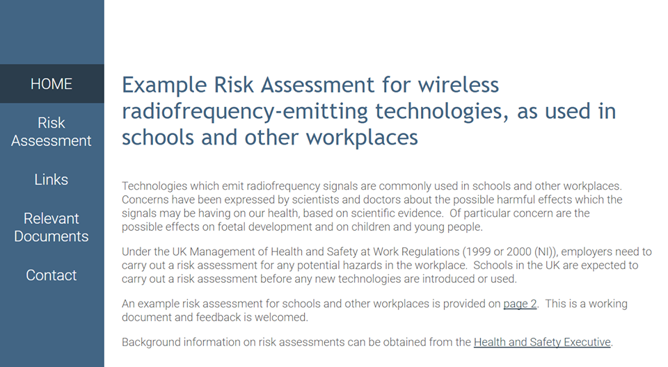 Wireless Risk Assessment Checklist Example Risk Assessment for wireless radiofrequency-emitting ...