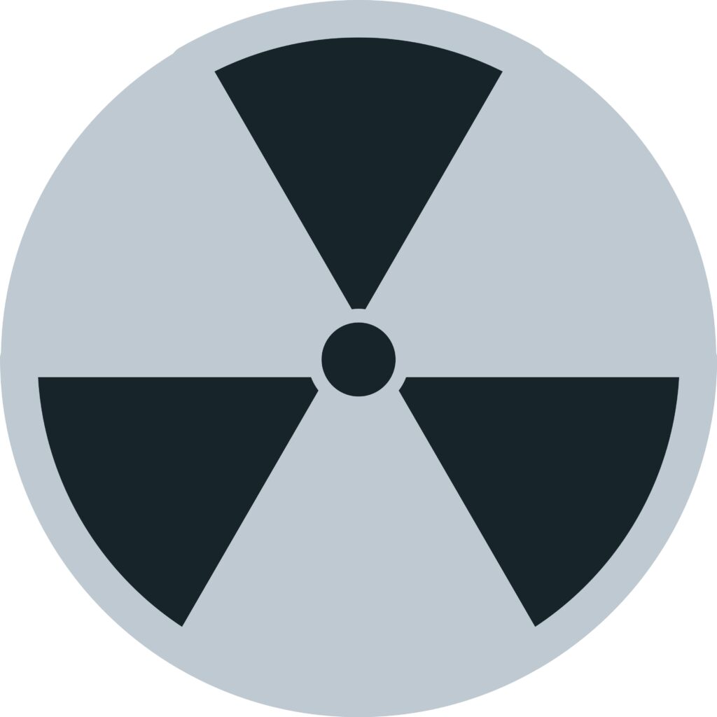 Radioactive hazard symbol representing nuclear power plants and cancer research
